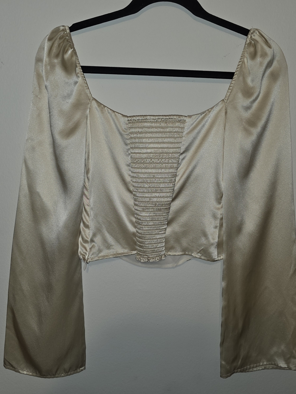 Reformation Cream Silk Blouse with Contrast Lace Trim - Picture 13 of 16